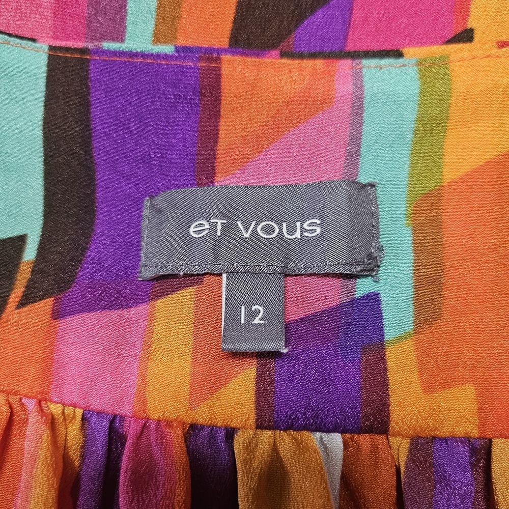 Et Vous Vibrant Psychedelic Woven Diamond Sleeveless Dress Size 12 - Picture 7 of 9